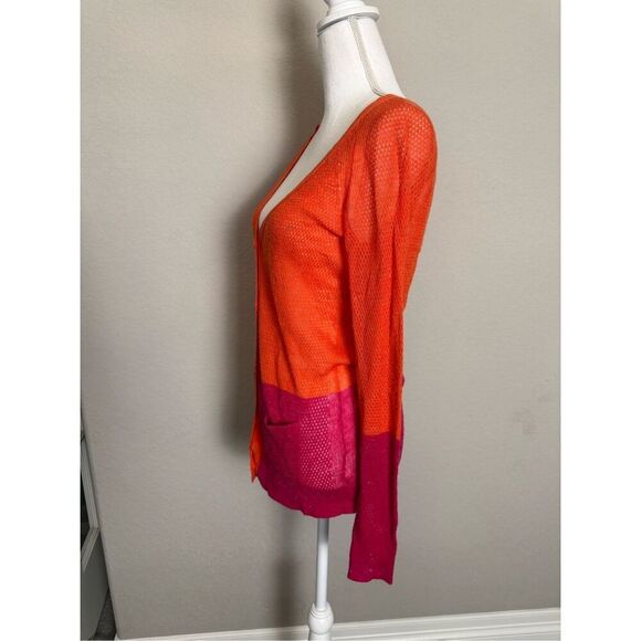 Anthropologie Moth Wool Blend Color Block Orange Pink Small - Picture 3 of 8